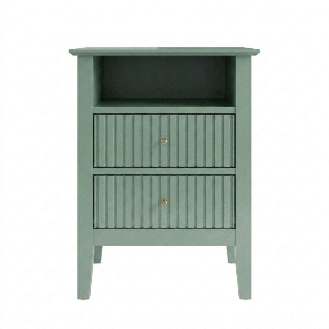 Fluted Nightstand With 2 Drawers