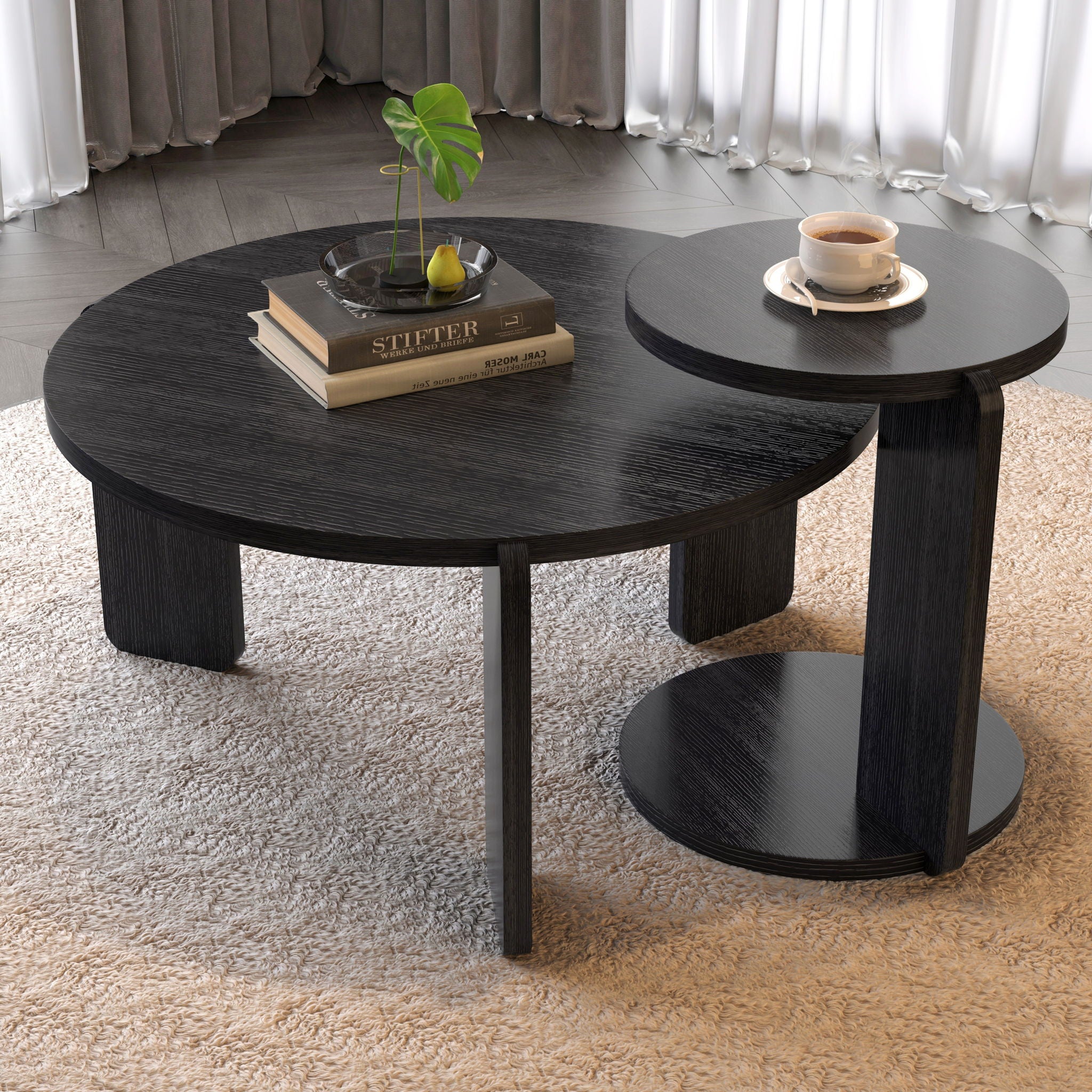 Round Coffee &amp; End Table Set