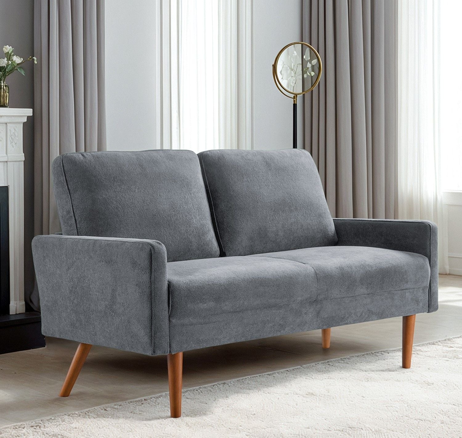 Loveseat Sofa, European Style With Sleek Design, Modern &amp; Vintage Flair, Upholstered 2 Seater Couch