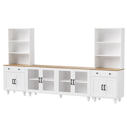 Farmhouse TV Stand With Solid Wood Gourd Shaped Legs For TVs Up To 70&quot;