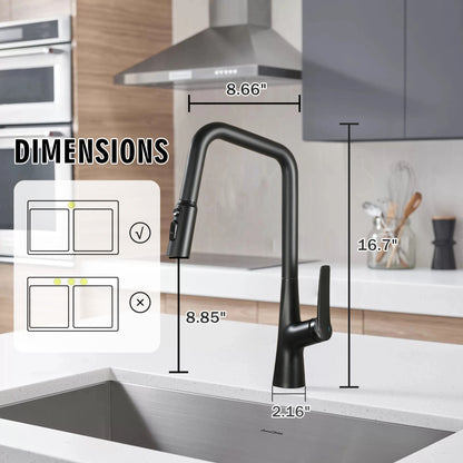 Professional Kitchen Faucet With 3 Function 360 Sprayer And 1 Touch Switching