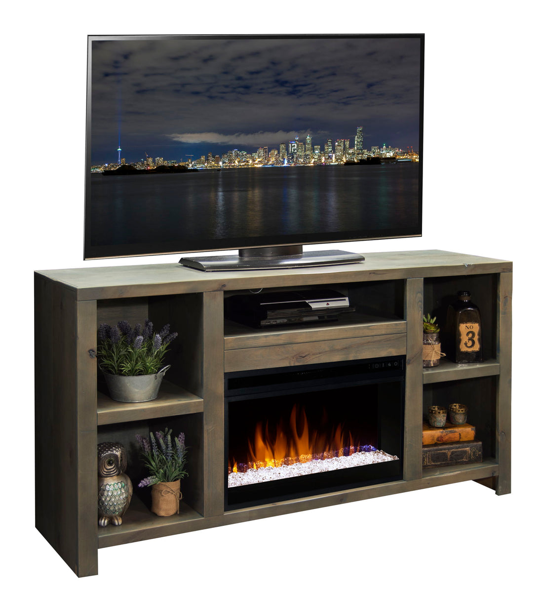 Joshua Creek - Electric Fireplace TV Stand For TVs Up To 70&quot; - Barnwood