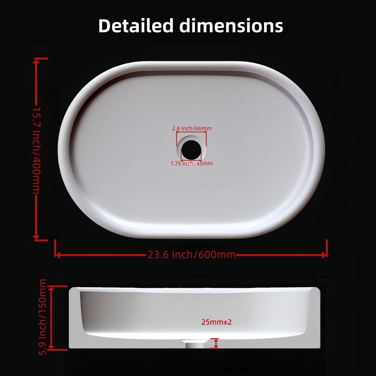 Bathroom Vessel Sink, Semi Polished Surface