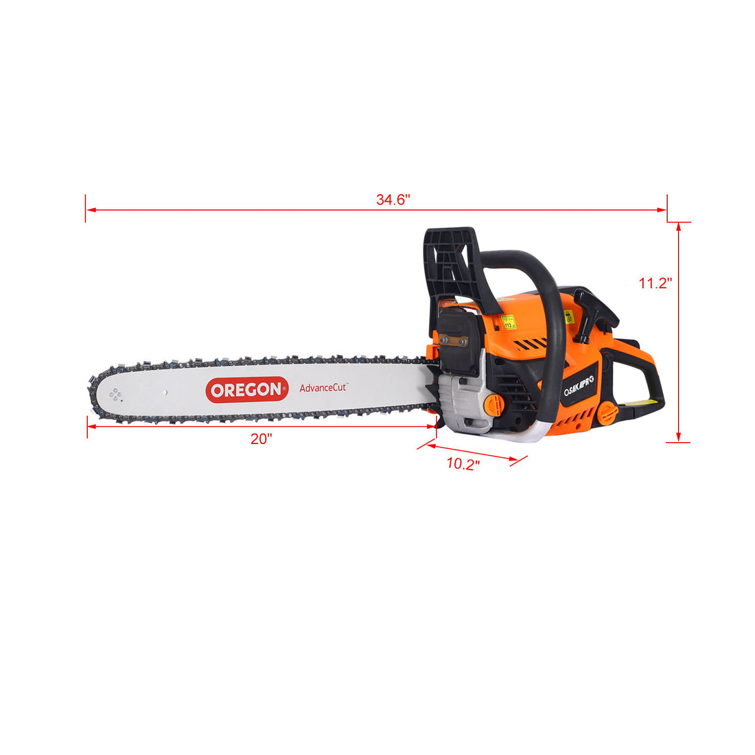 52Cc Gasoline Chainsaw With 20&quot; Oregon Bar And Chain For Wood Cutting Plastic - Orange