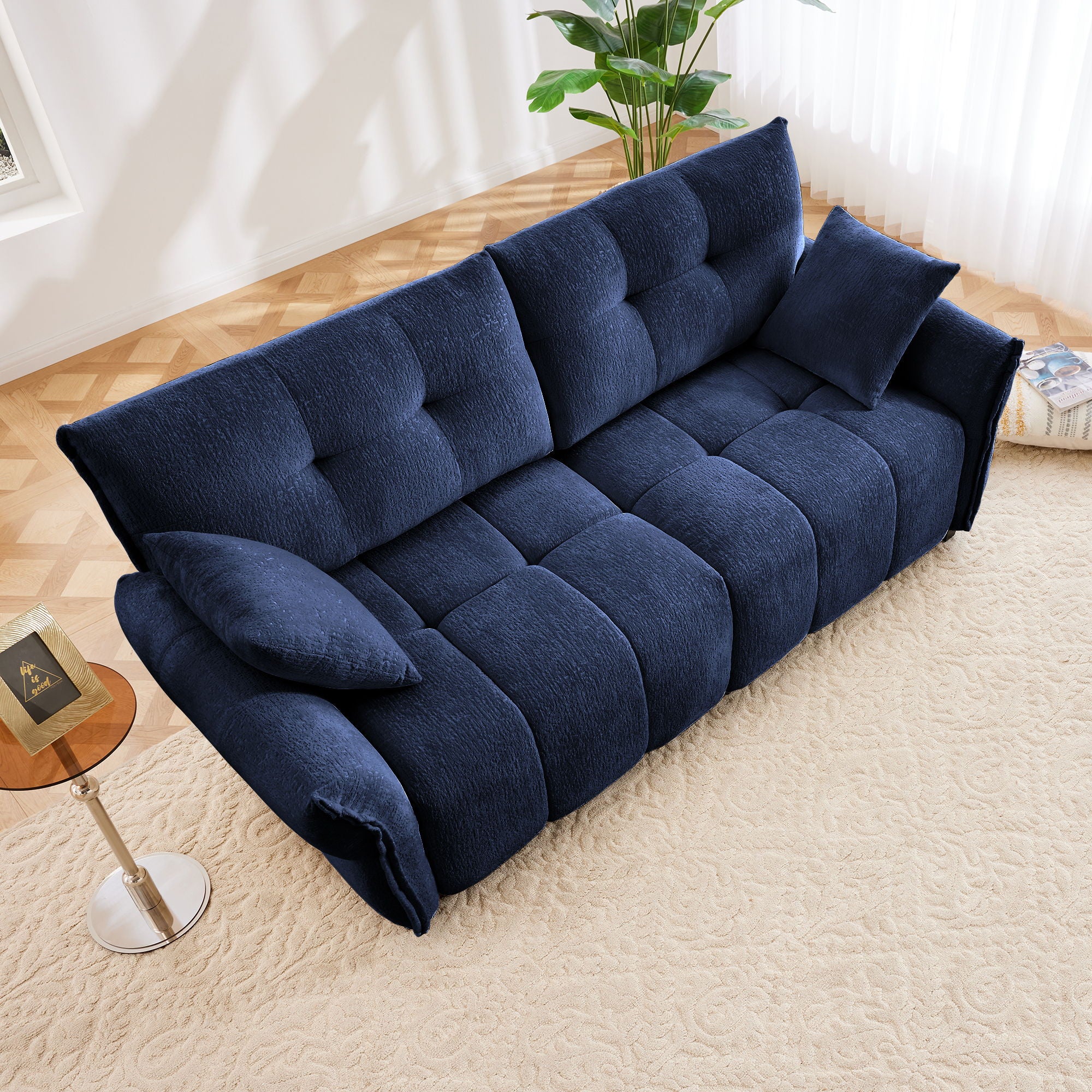 Modern Sofa &amp; Pillows, Textured Cover, High Rebound Cushions