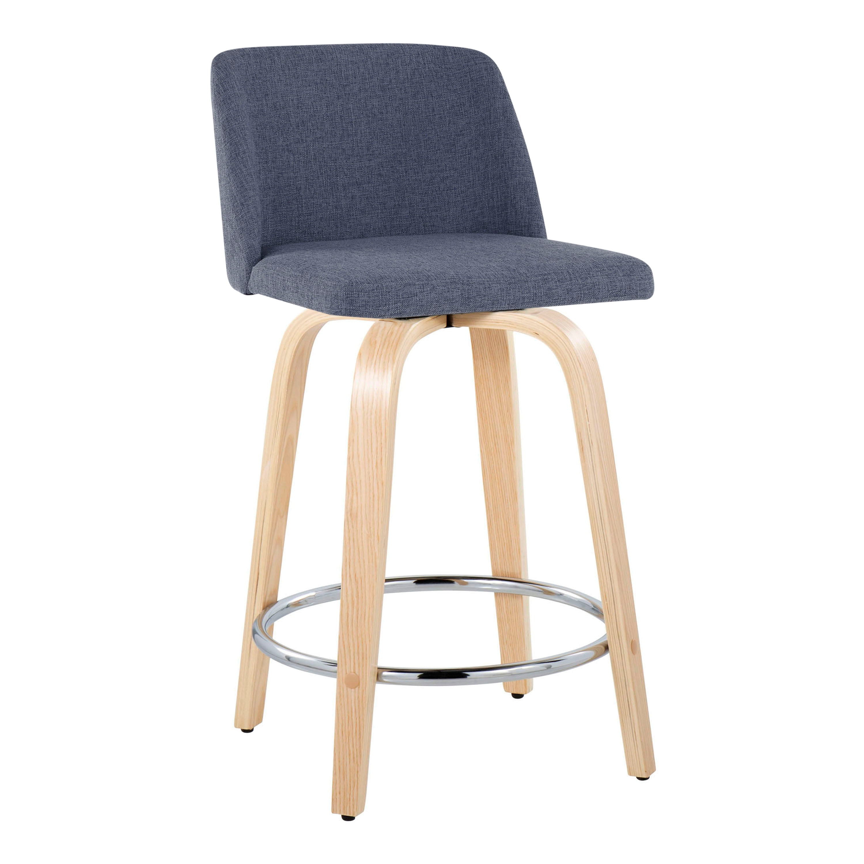 Toriano - Contemporary Fixed Height Counter Stool &amp; Swivel And Round Footrest (Set of 2)