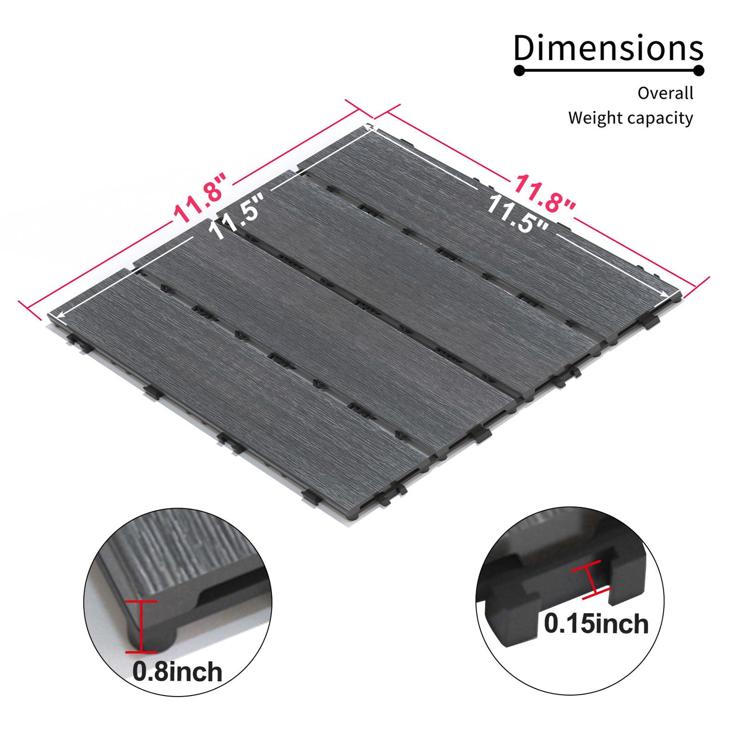 Patio Deck Tiles, Pack Of 22