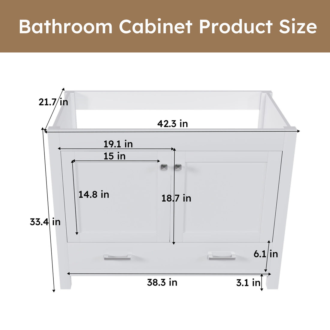 42&quot; Bathroom Vanity Base With Doors And Drawer - White