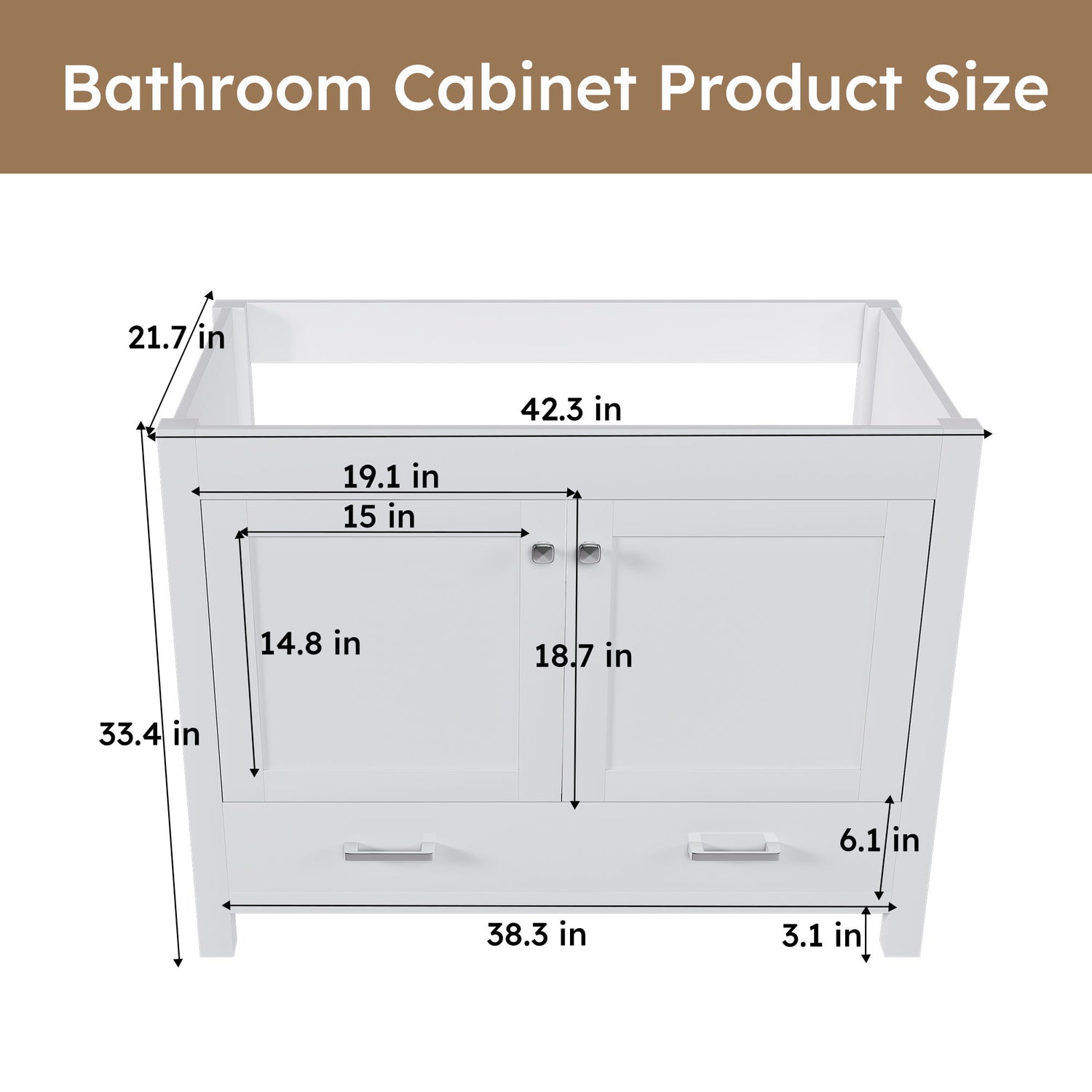 42&quot; Bathroom Vanity Base With Doors And Drawer - White