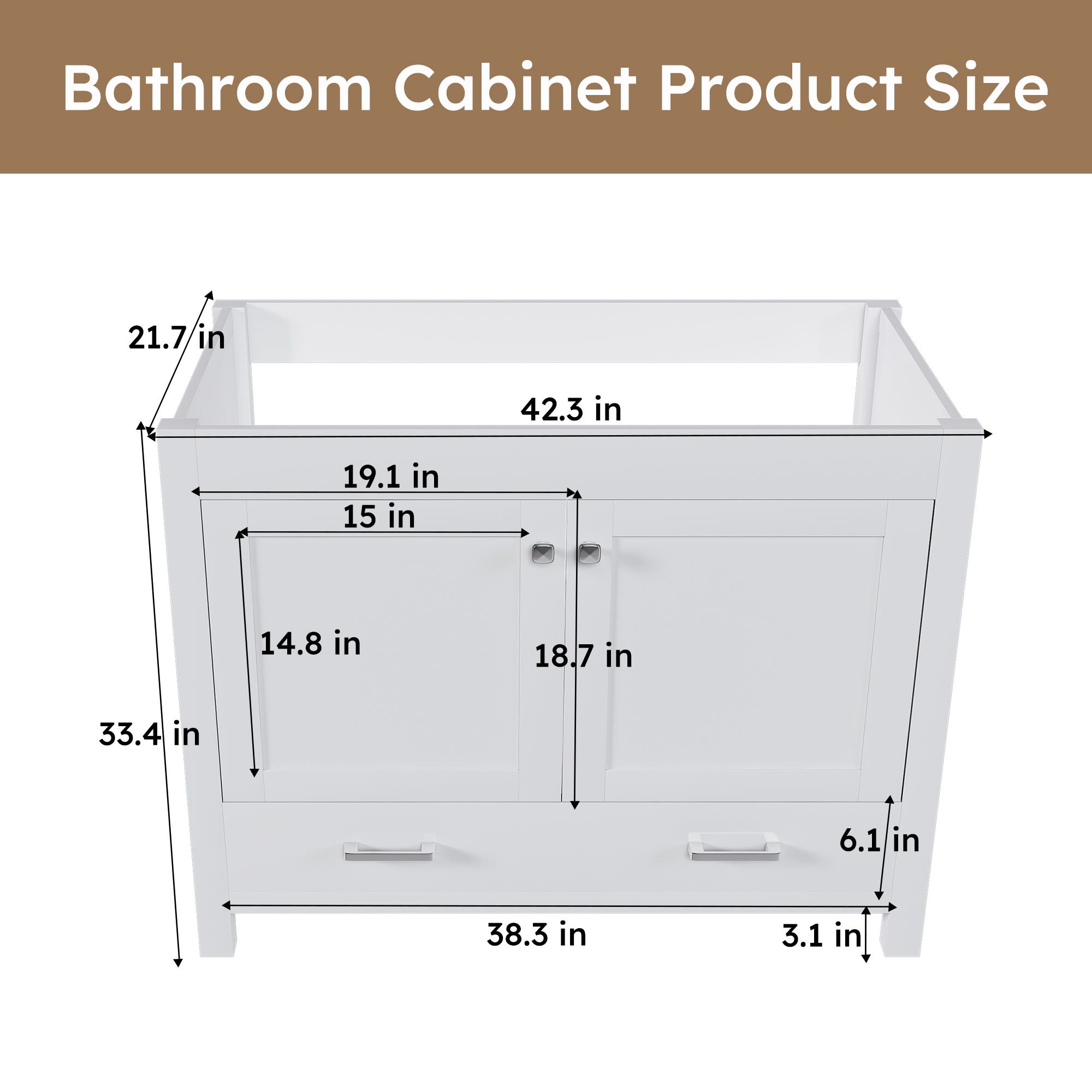 42&quot; Bathroom Vanity Base With Doors And Drawer - White