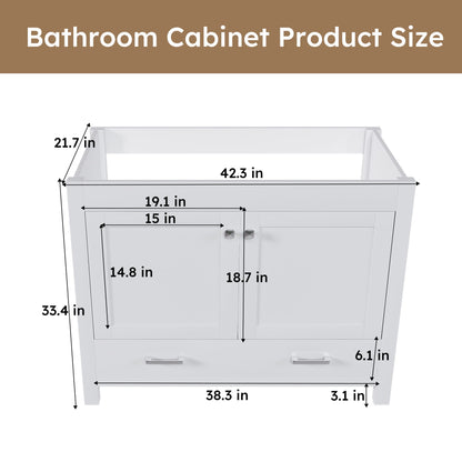 42&quot; Bathroom Vanity Base With Doors And Drawer - White