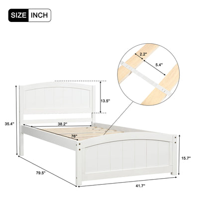 Platform Bed &amp; Headboard, Footboard And Wood Slat Support