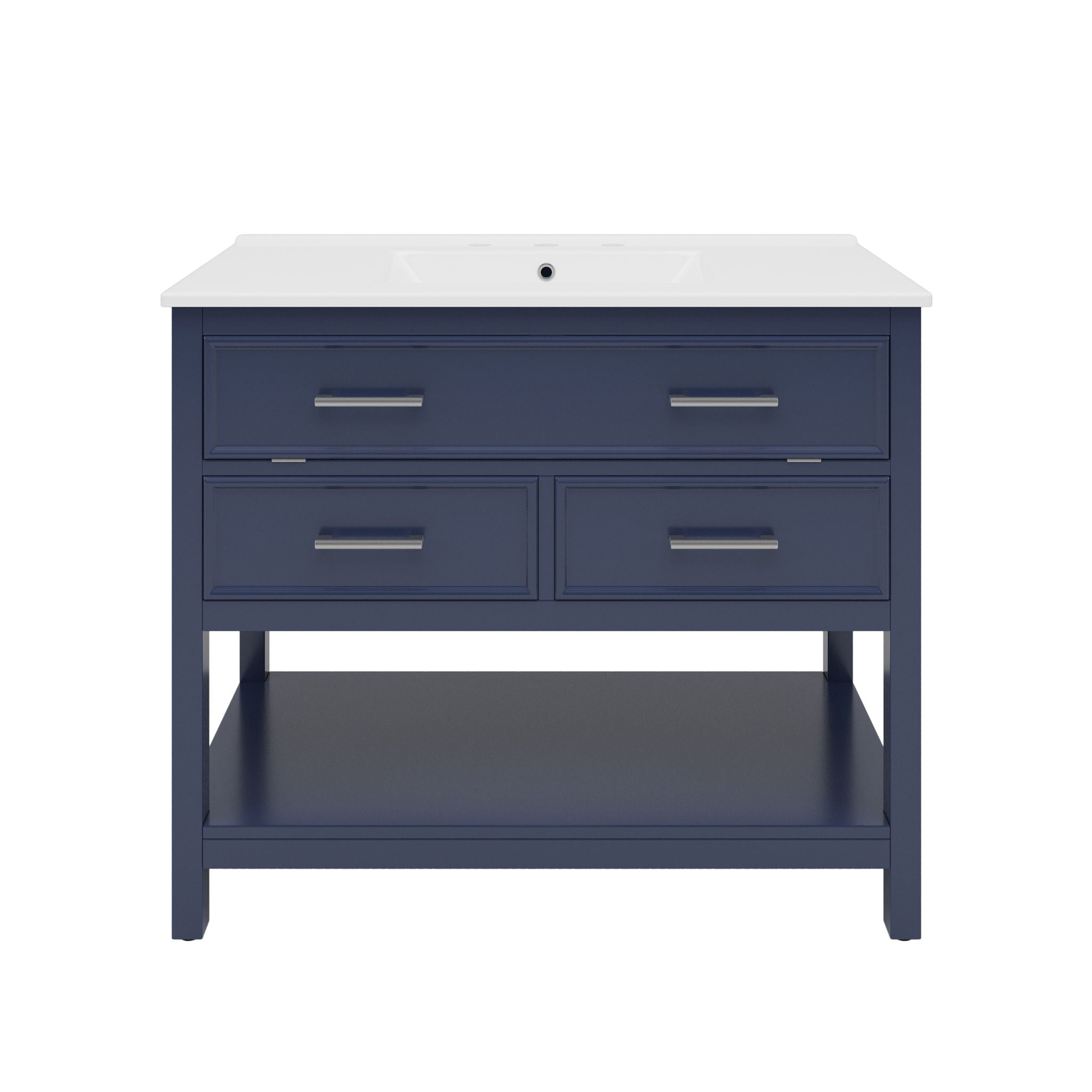 Bathroom Vanity With Ceramic Sink, Tip Out Tray &amp; 2 Full Extension Drawers