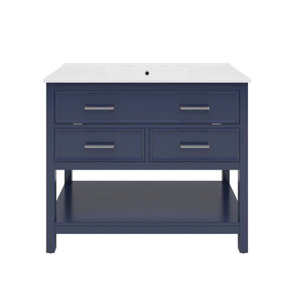 Bathroom Vanity With Ceramic Sink, Tip Out Tray &amp; 2 Full Extension Drawers