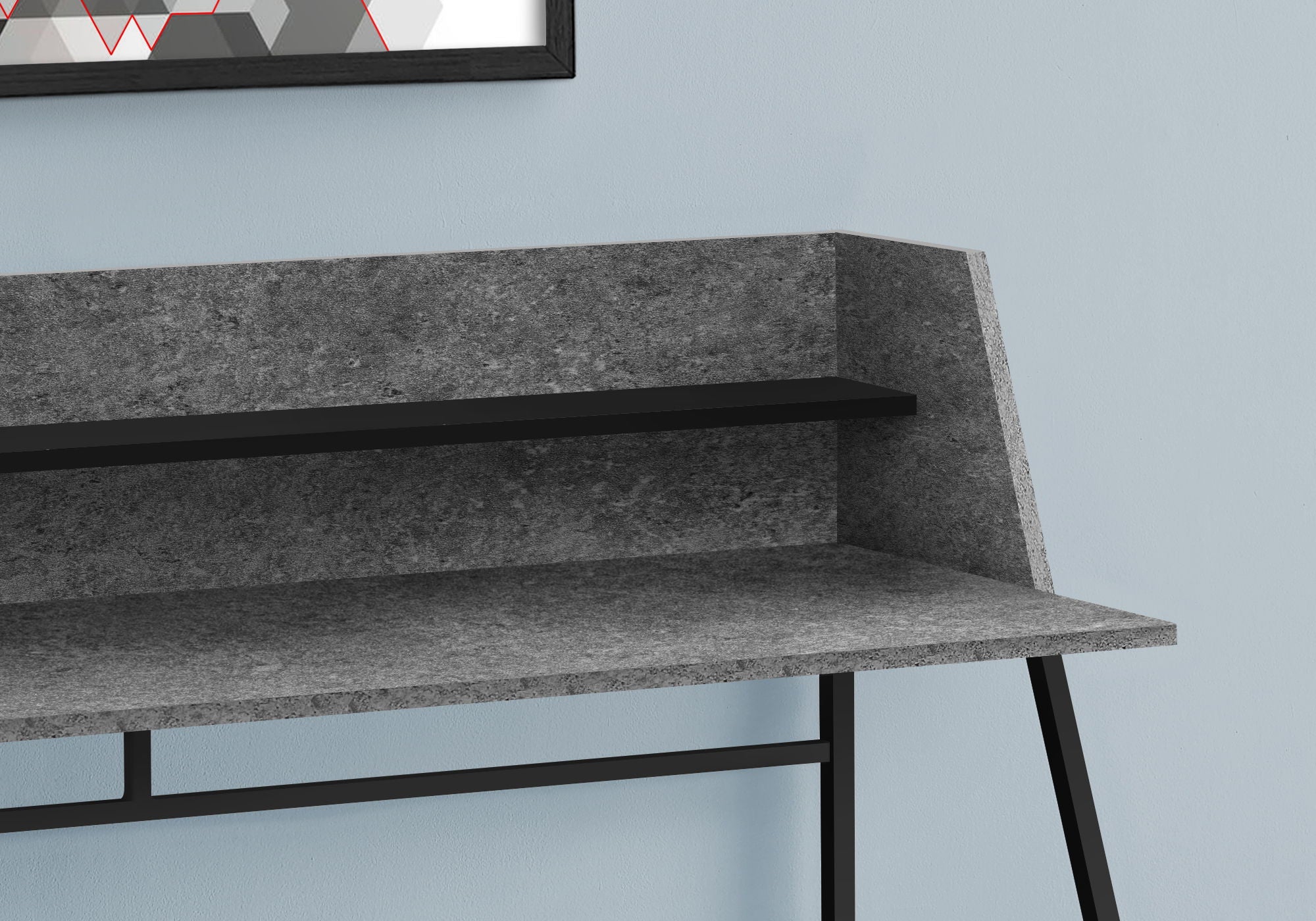 Computer Desk For Home Office, Laptop, Storage Shelves, Marble Look Contemporary &amp; Modern