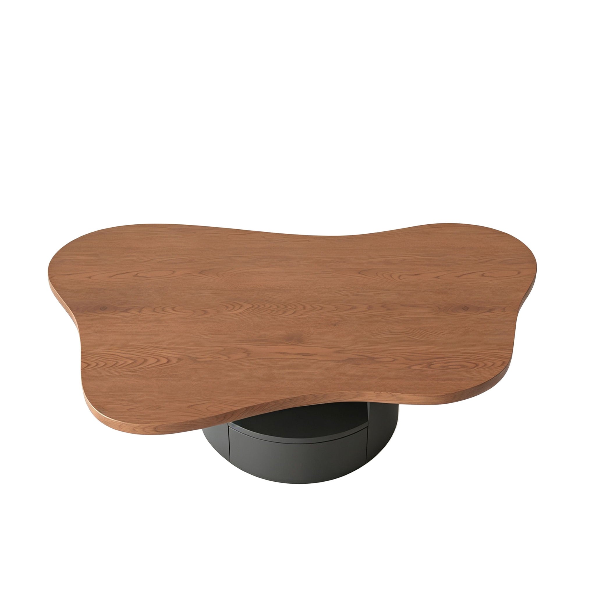Cloud Coffee Table With 2 Drawers &amp; Multi Layer Storage - Dark Walnut / Matt Black