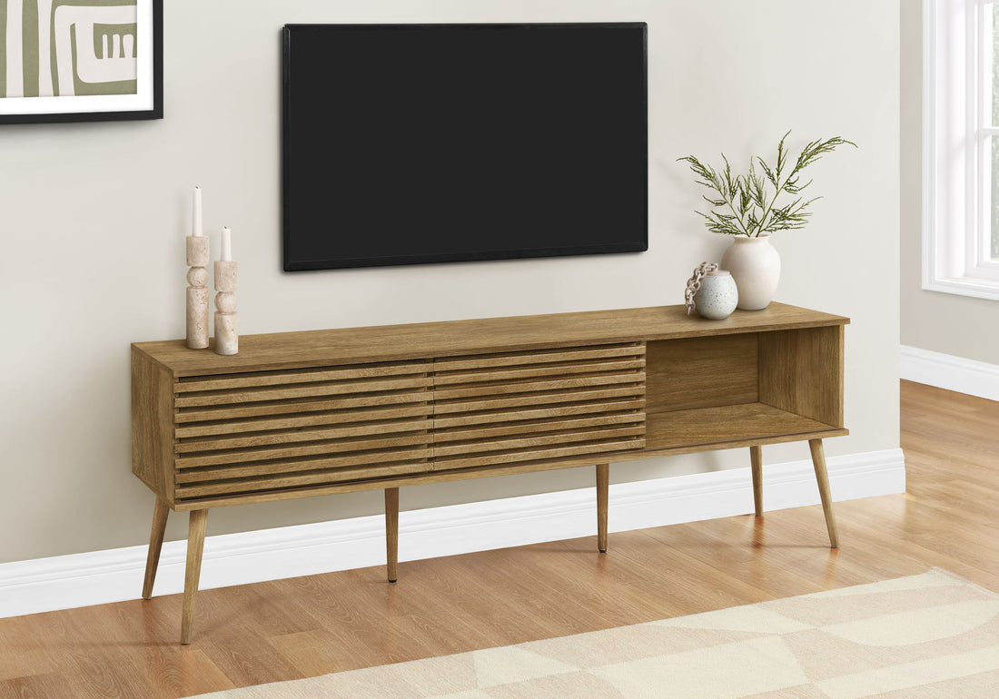 TV Stand, 72 Inch, Media Entertainment Center, Storage Cabinet, Console, Storage Shelves, Contemporary &amp; Modern - Walnut