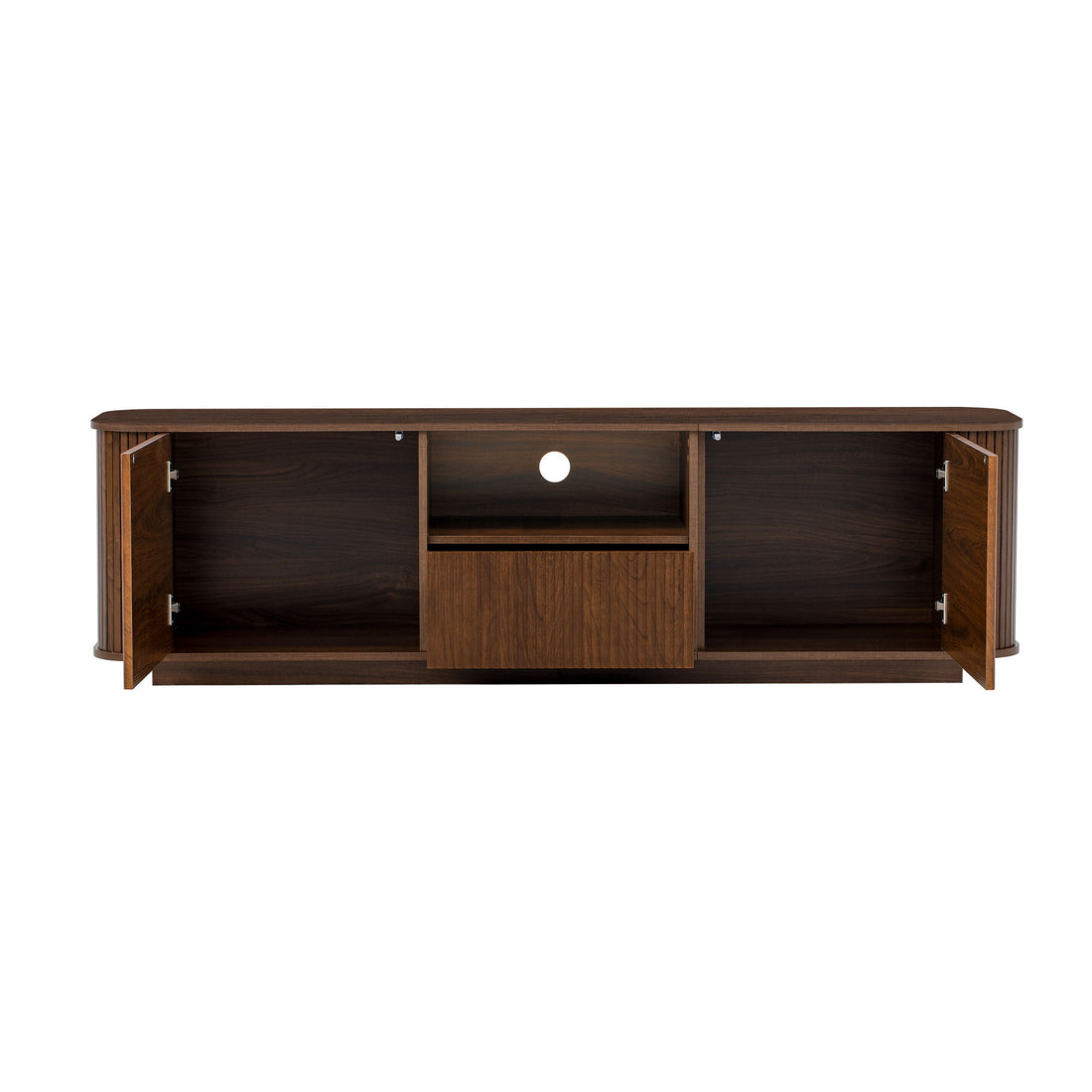 70" TV Stand With Ample Storage, Curved Corners - Dark Brown