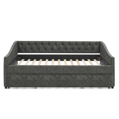 Upholstered Daybed With USB Charging &amp; Pull Out Bed