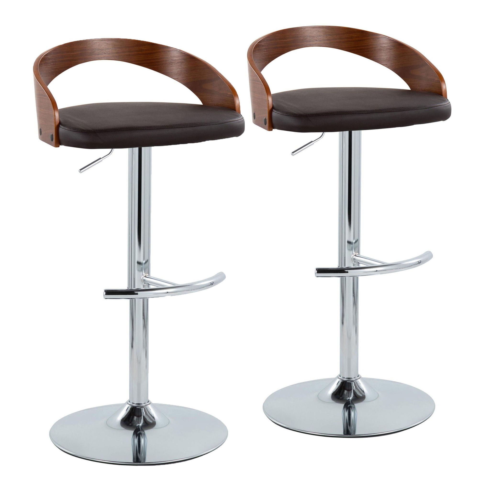 Grotto - Contemporary Adjustable Barstool &amp; Swivel With Rounded T Footrest (Set of 2)