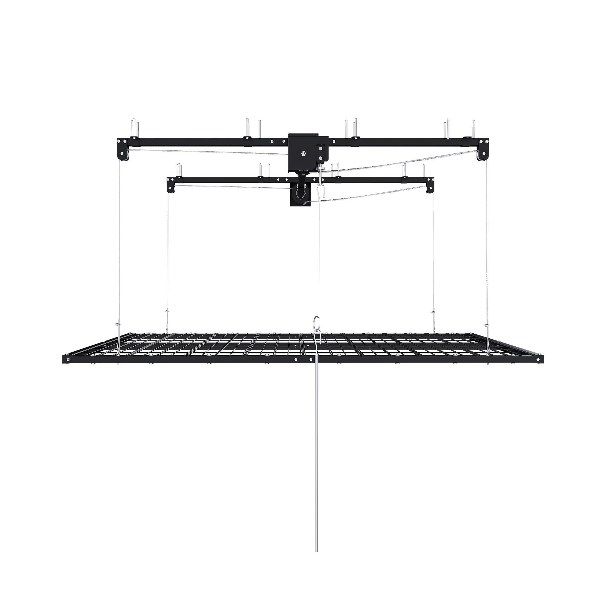 Overhead Garage Storage Rack For High Ceilings &amp; Safety Lock - Black