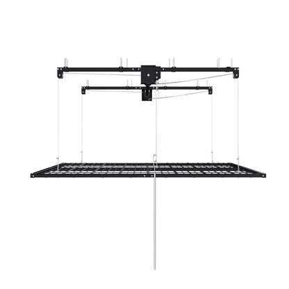 Overhead Garage Storage Rack For High Ceilings &amp; Safety Lock - Black