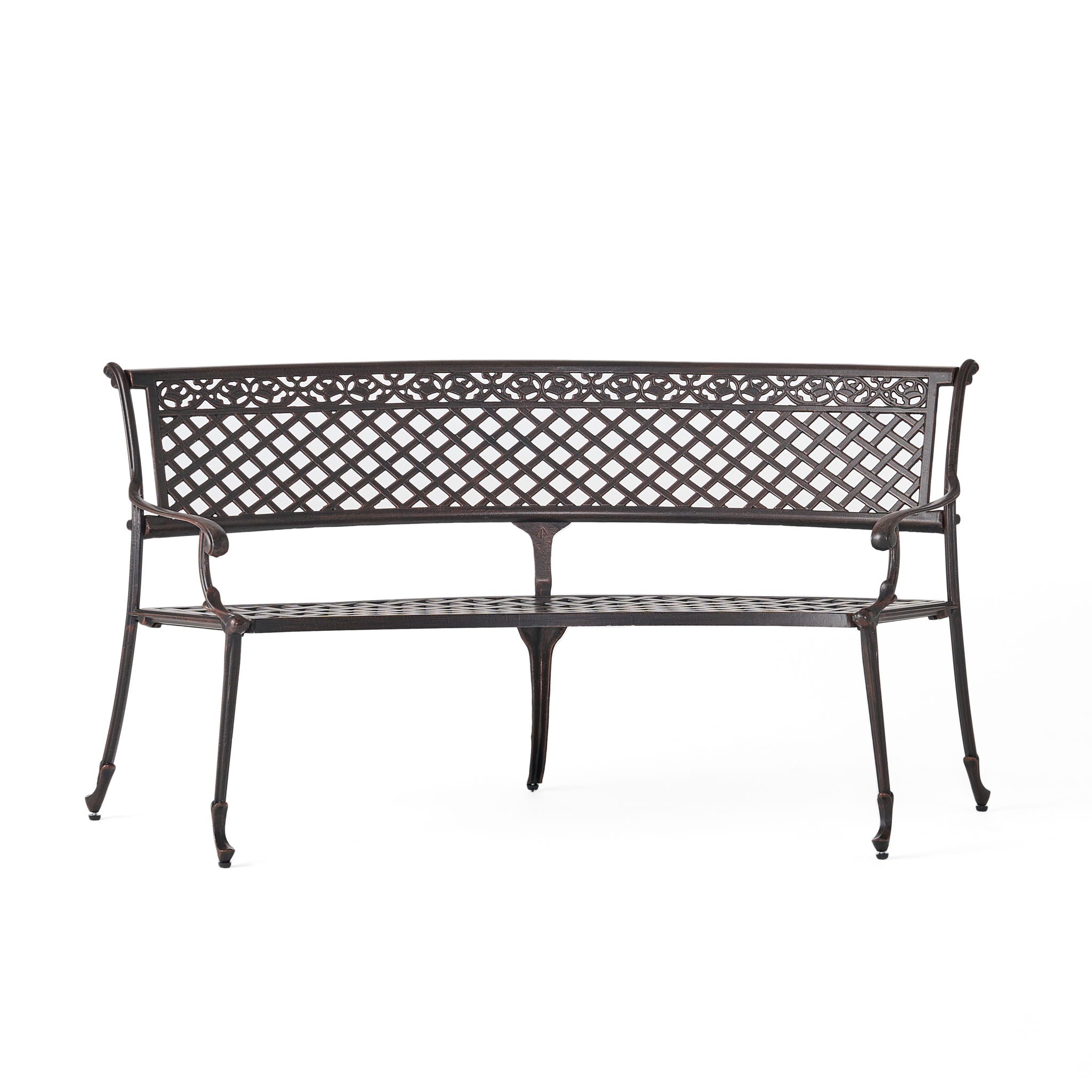 Sector - Bench With Curved Design And Diamond Cross Seat - Copper