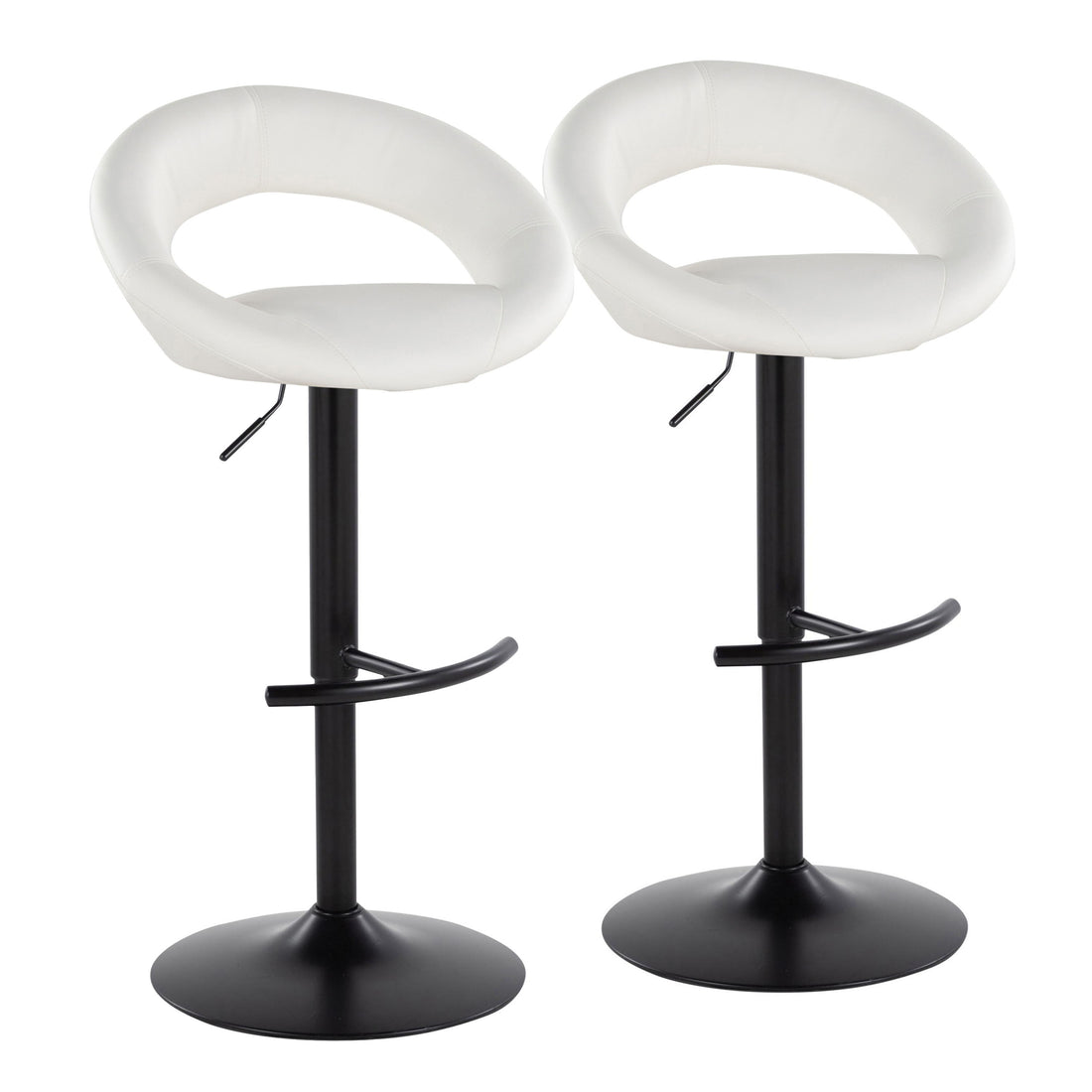 Posh - Contemporary Adjustable Barstool With Swivel &amp; Rounded T Footrest (Set of 2)
