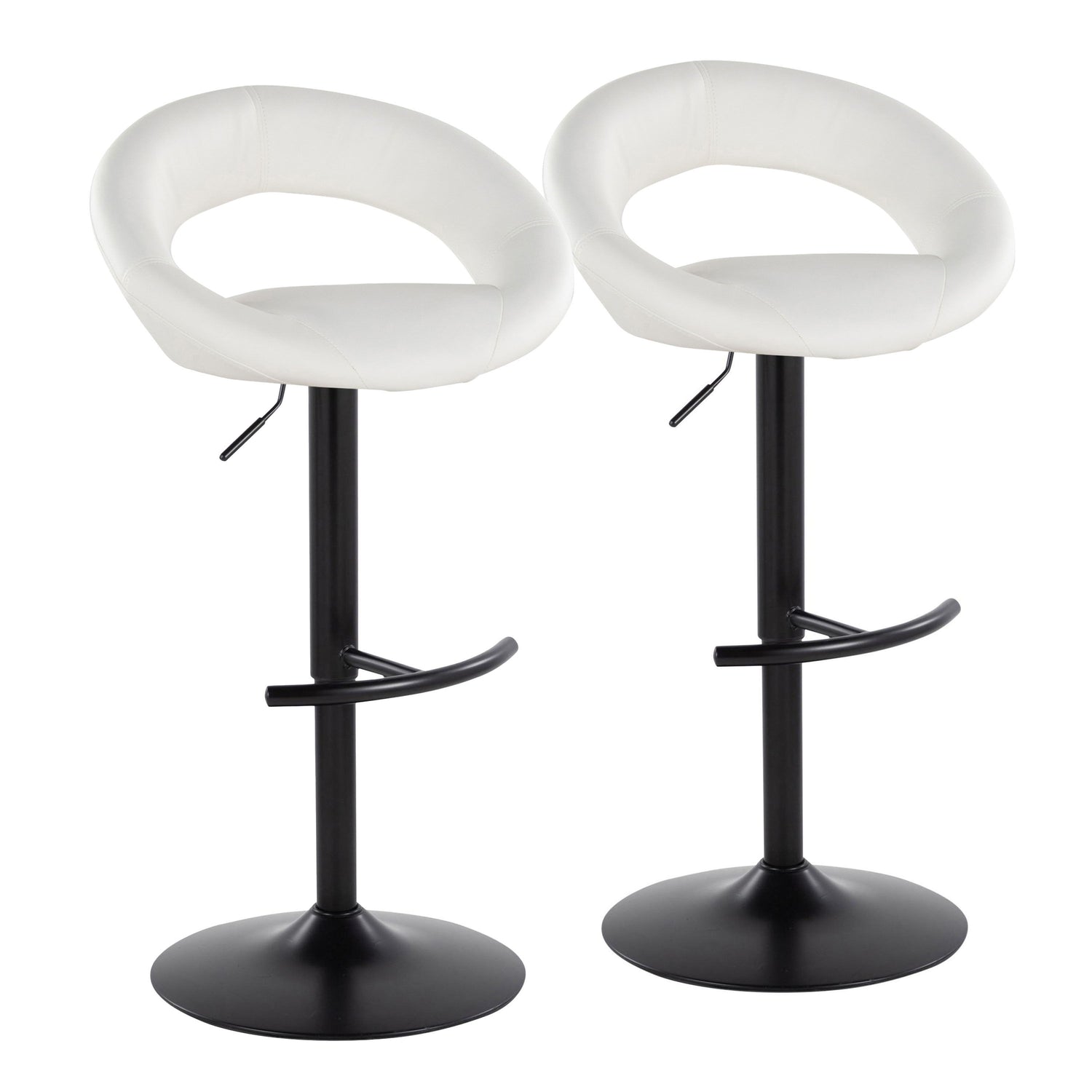 Posh - Contemporary Adjustable Barstool With Swivel &amp; Rounded T Footrest (Set of 2)