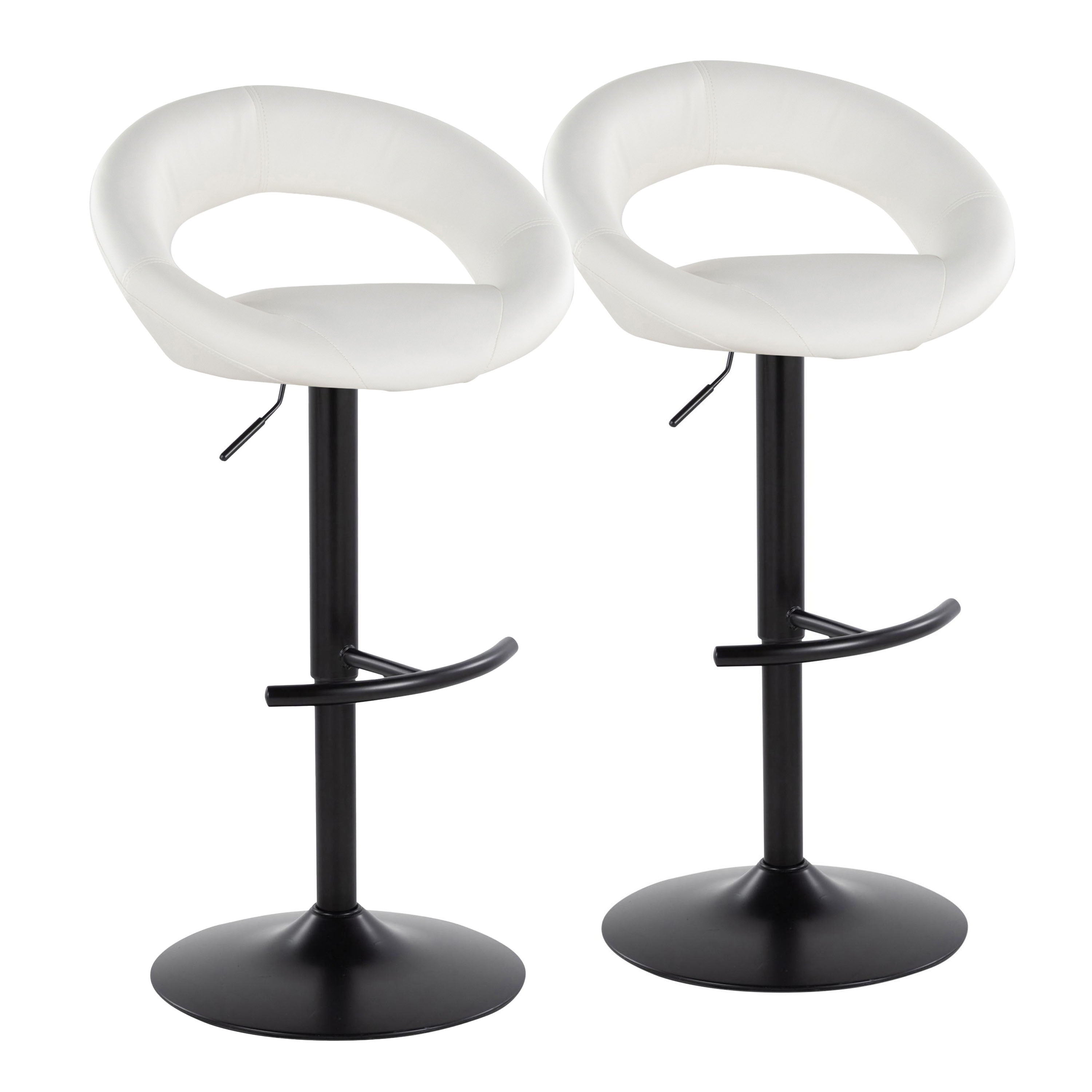 Posh - Contemporary Adjustable Barstool With Swivel &amp; Rounded T Footrest (Set of 2)