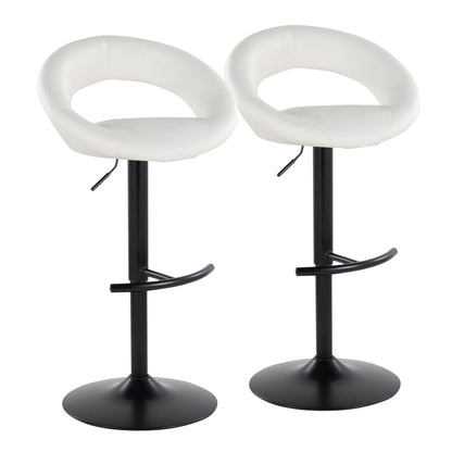 Posh - Contemporary Adjustable Barstool With Swivel &amp; Rounded T Footrest (Set of 2)