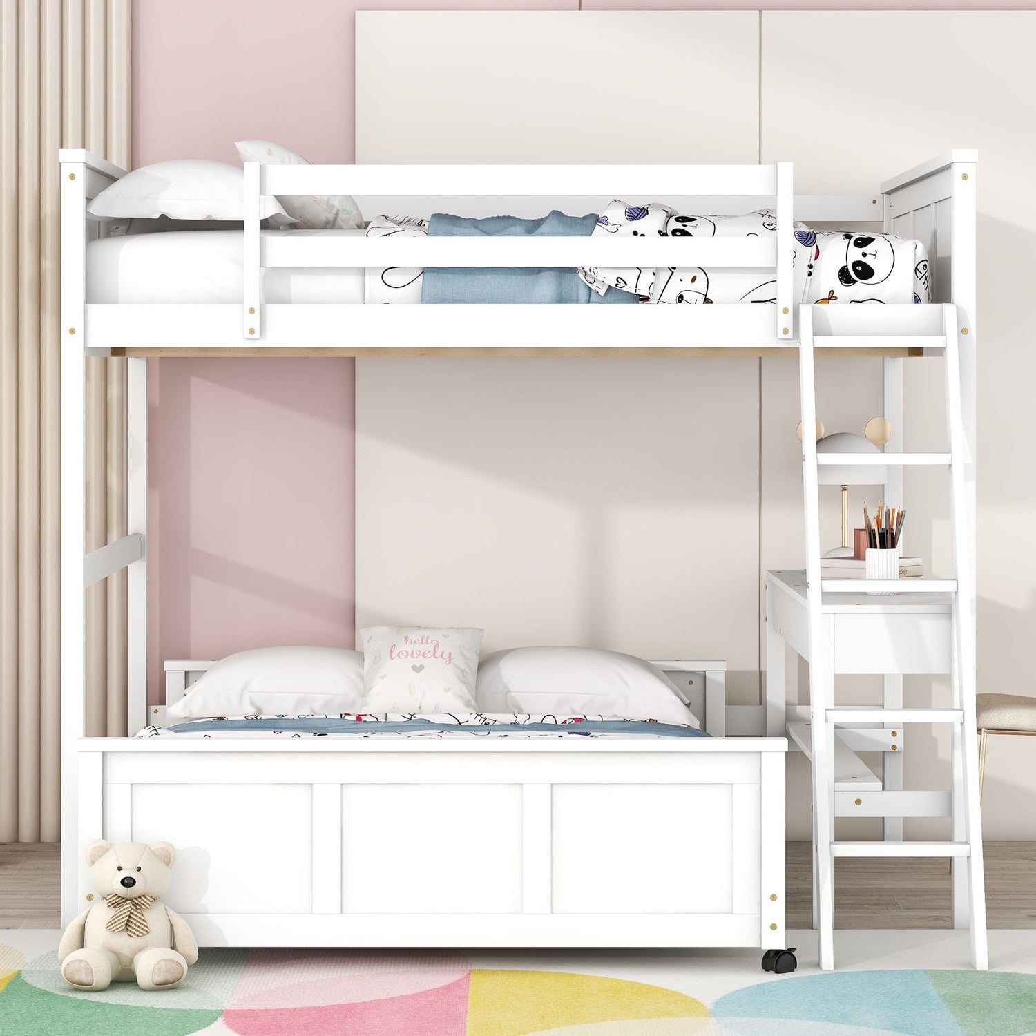 Full Over Full Bunk Bed With Desk