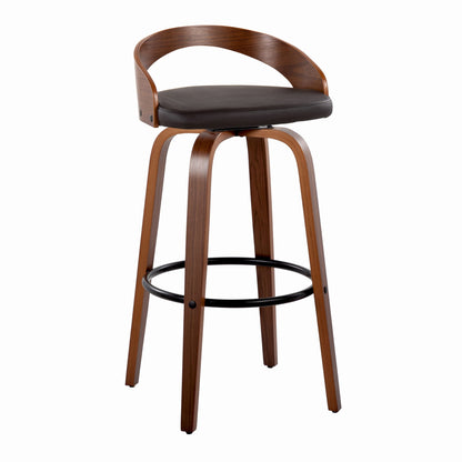 Grotto - Mid Century Modern Fixed Height Barstool &amp; Swivel With Round Footrest (Set of 2)