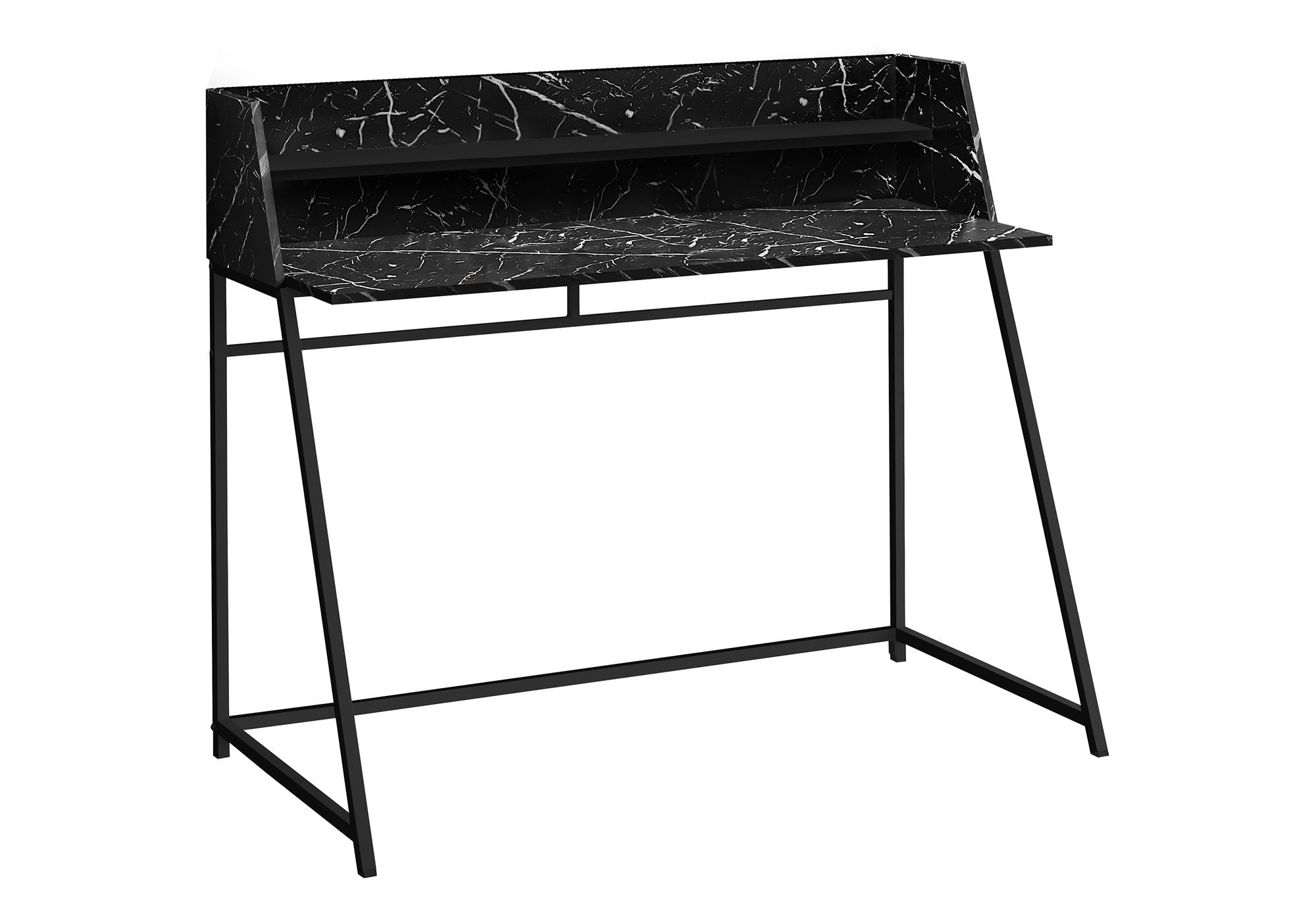 Computer Desk For Home Office, Laptop, Storage Shelves, Marble Look Contemporary &amp; Modern