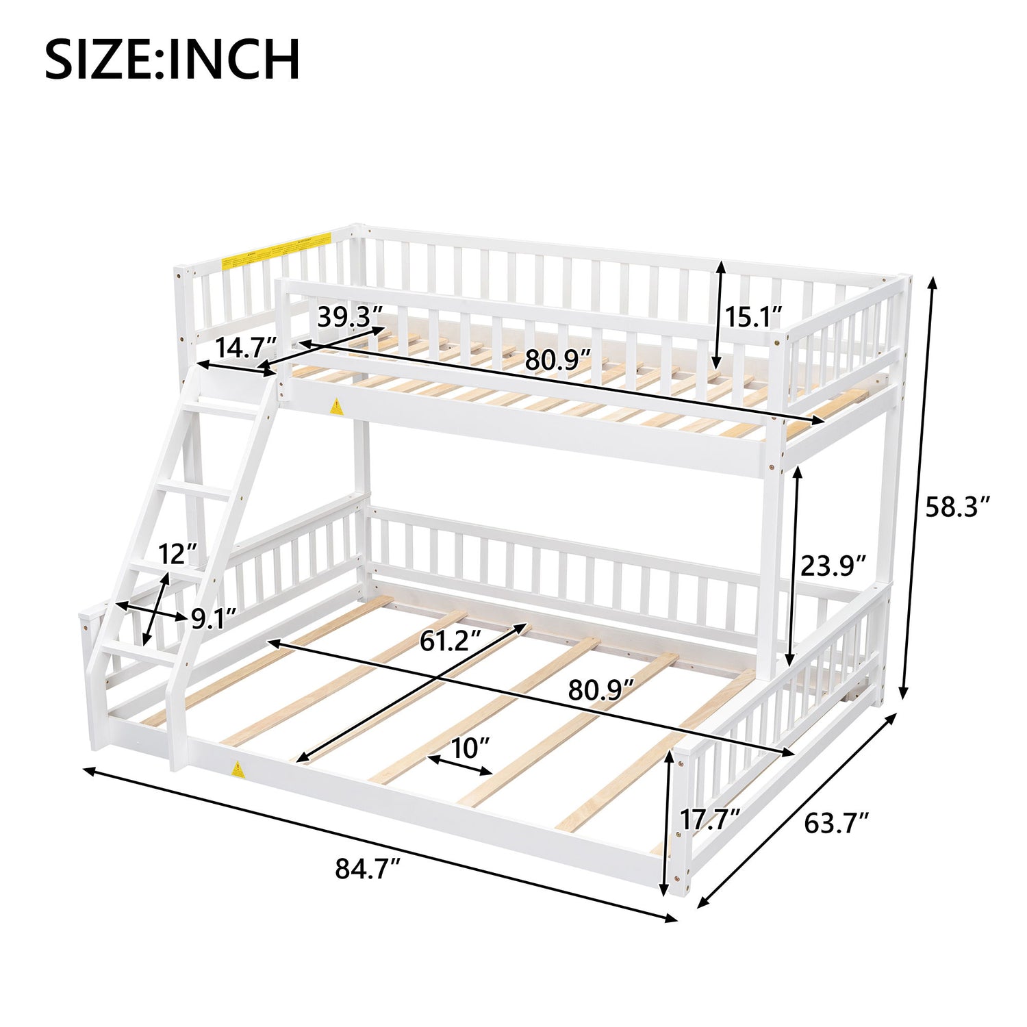 Bunk Bed With Ladder And Guardrails