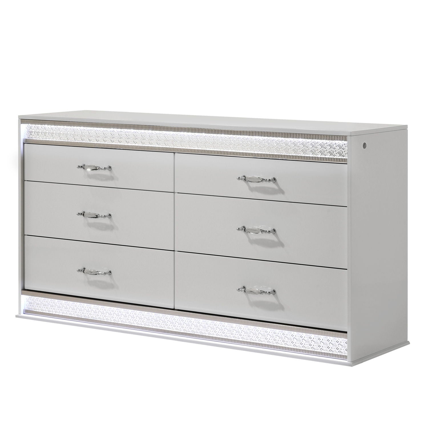 Glam - 6 Drawer Dresser &amp; LED Lighting (Includes Dresser Only) - White