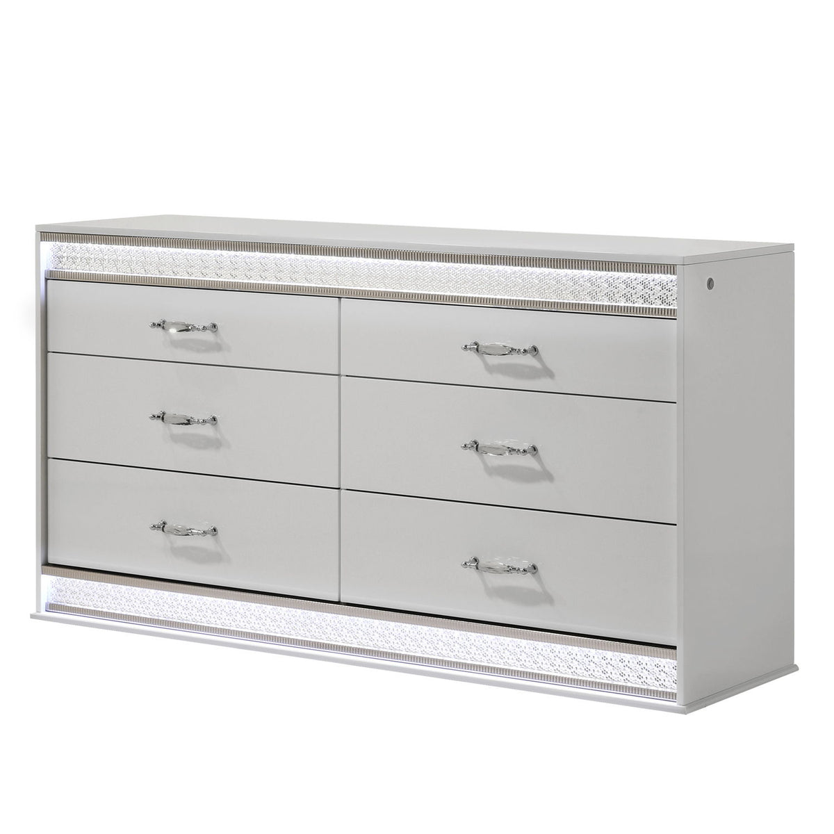Glam - 6 Drawer Dresser &amp; LED Lighting (Includes Dresser Only) - White