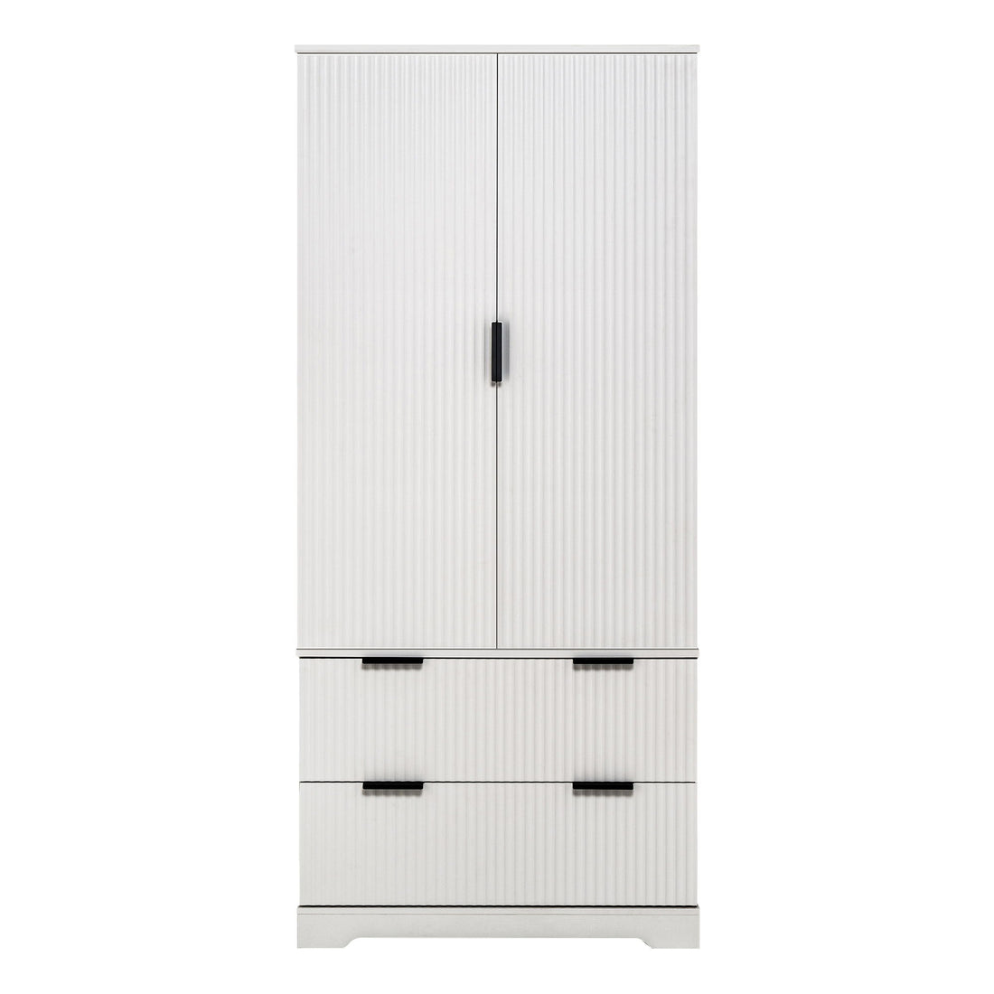 Fluted Kitchen Pantry Cabinet With 2 Large Drawers &amp; 8 Door Spice Rack