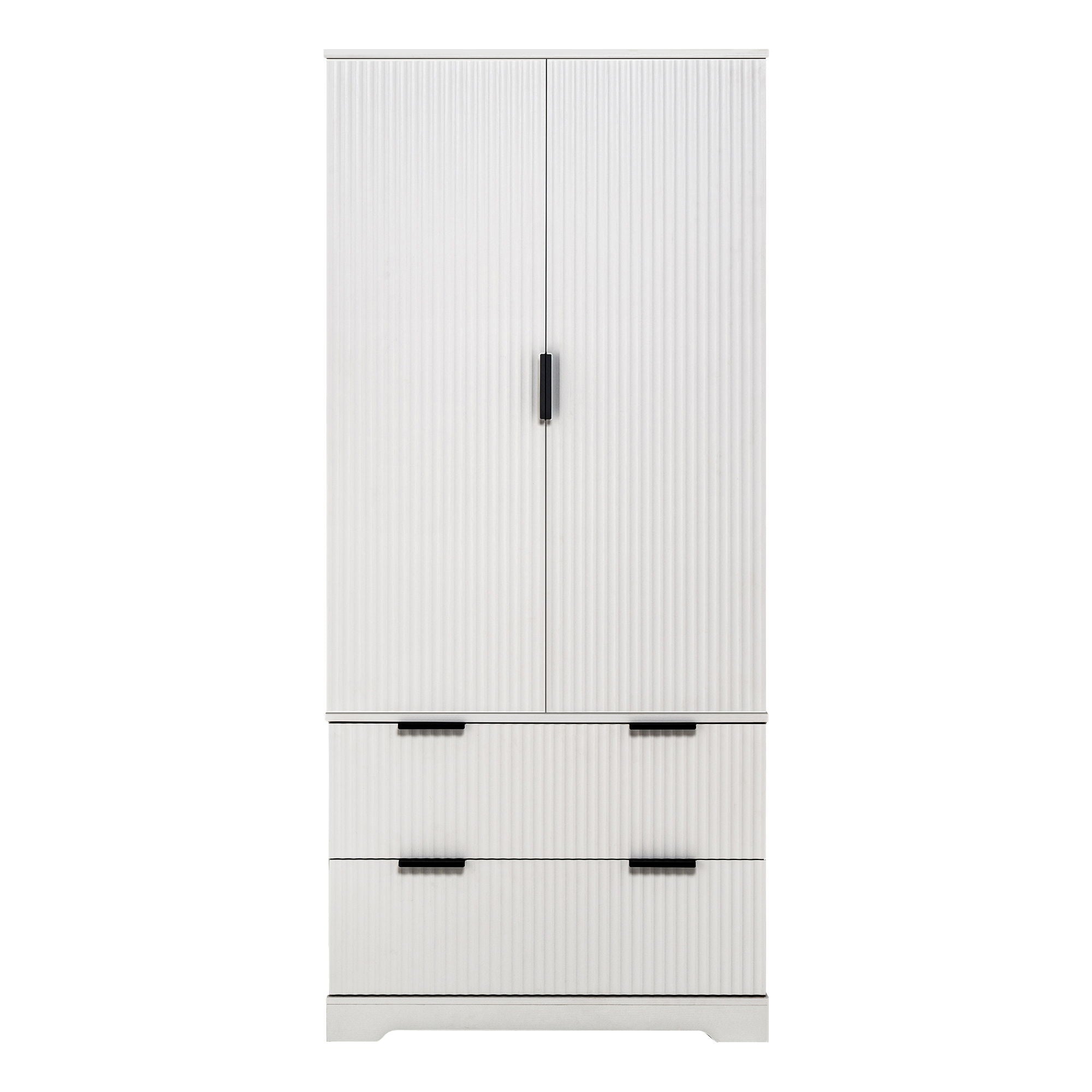 Fluted Kitchen Pantry Cabinet With 2 Large Drawers &amp; 8 Door Spice Rack