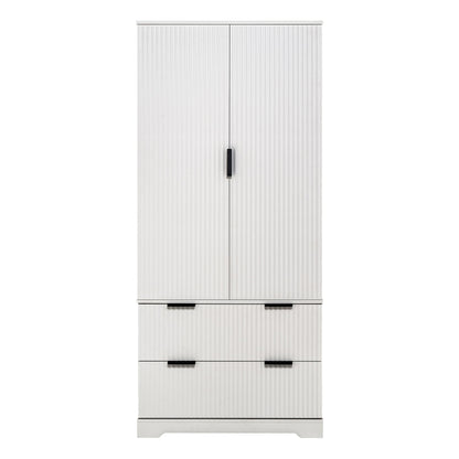 Fluted Kitchen Pantry Cabinet With 2 Large Drawers &amp; 8 Door Spice Rack