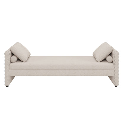 Modern Upholstered Chaise Lounger Daybed With Pillows Small Single Daybed, No Mattress Needed