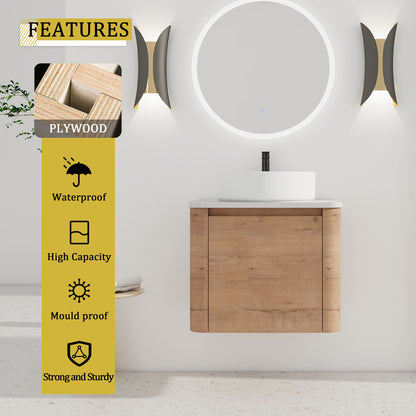 Wall Mounted Bathroom Vanity &amp; Art Sink &amp; 1 Soft Close Door