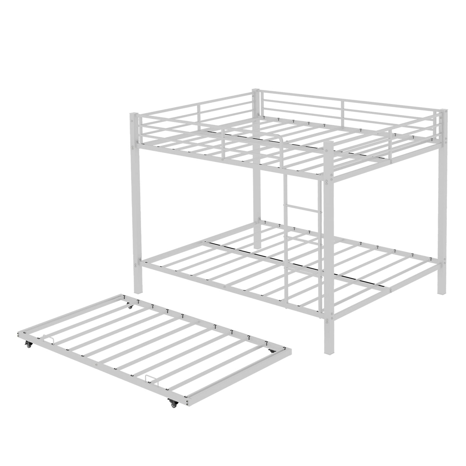Bunk Bed For Kids, Convertible Frame With Ladders &amp; Guardrail