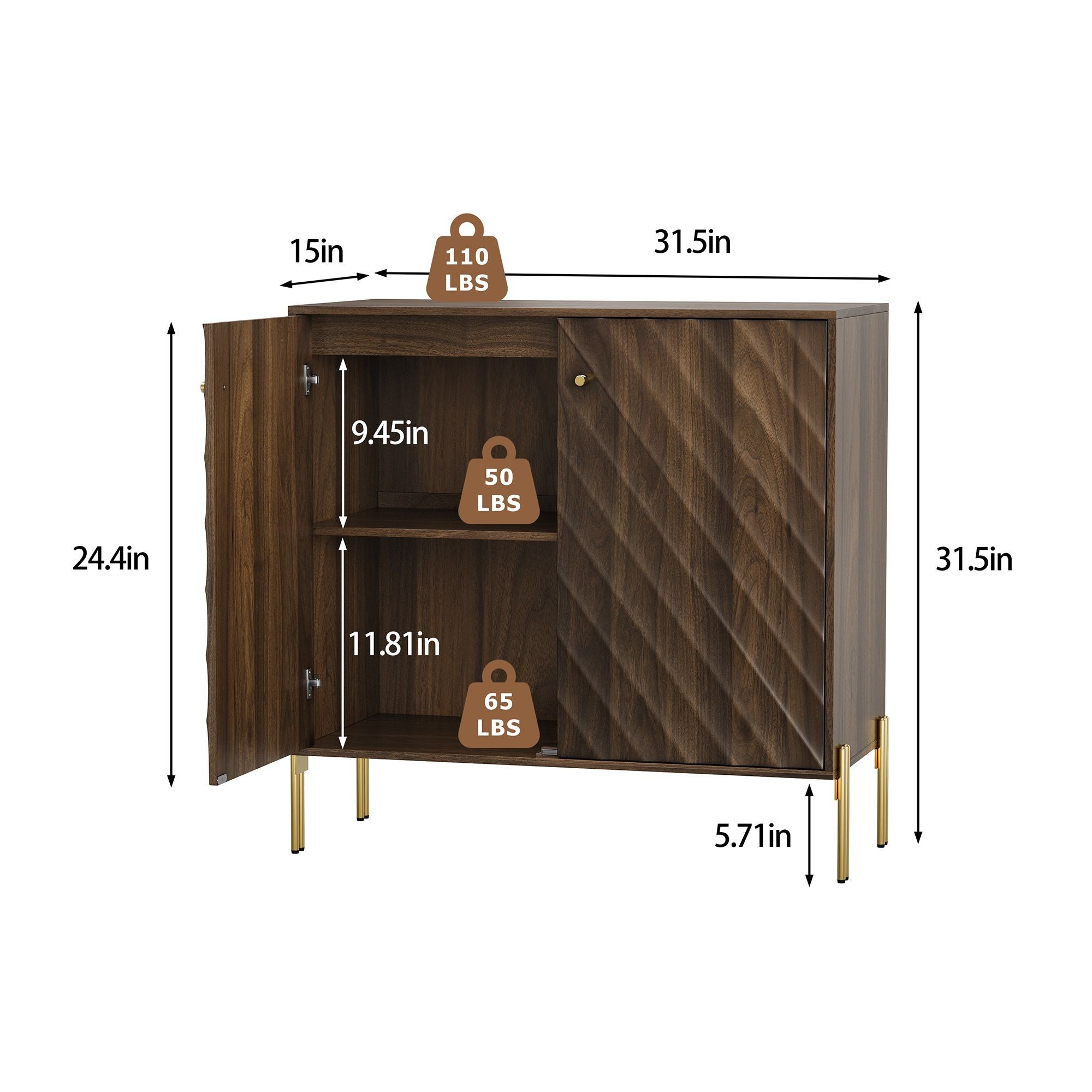 Sideboard Buffet With Storage For Living Room - Walnut