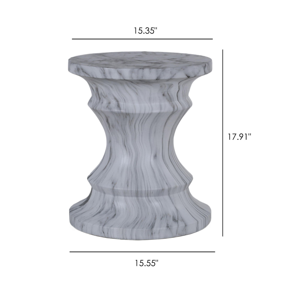 Geometric Round Outdoor End Table - Marble