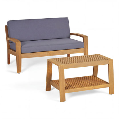 2 Piece Outdoor Conversation Set (Loveseat &amp; Coffee Table With Water-Resistant Cushions)