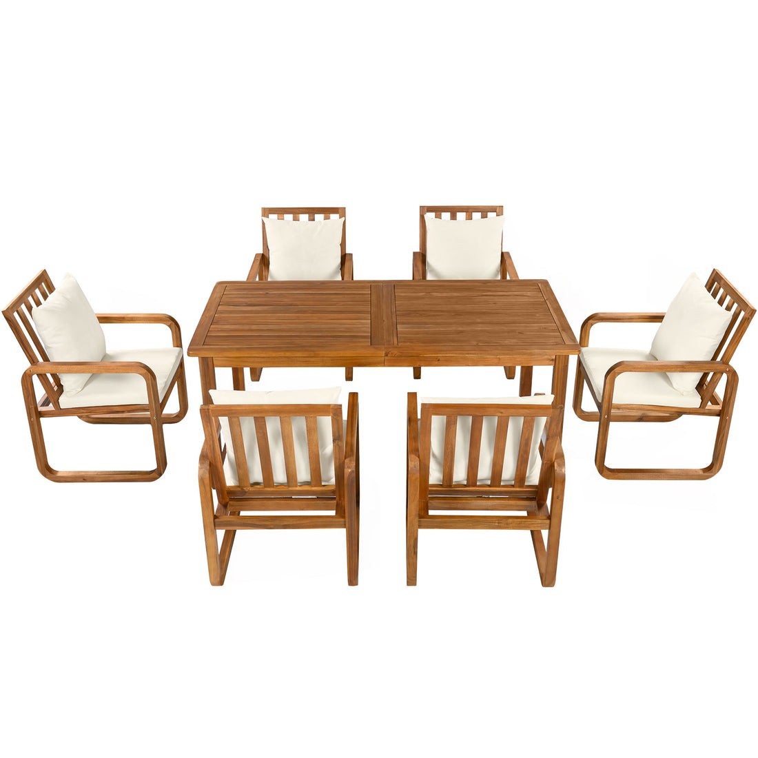 7 Piece Outdoor Patio Dining Set With Removable Cushions