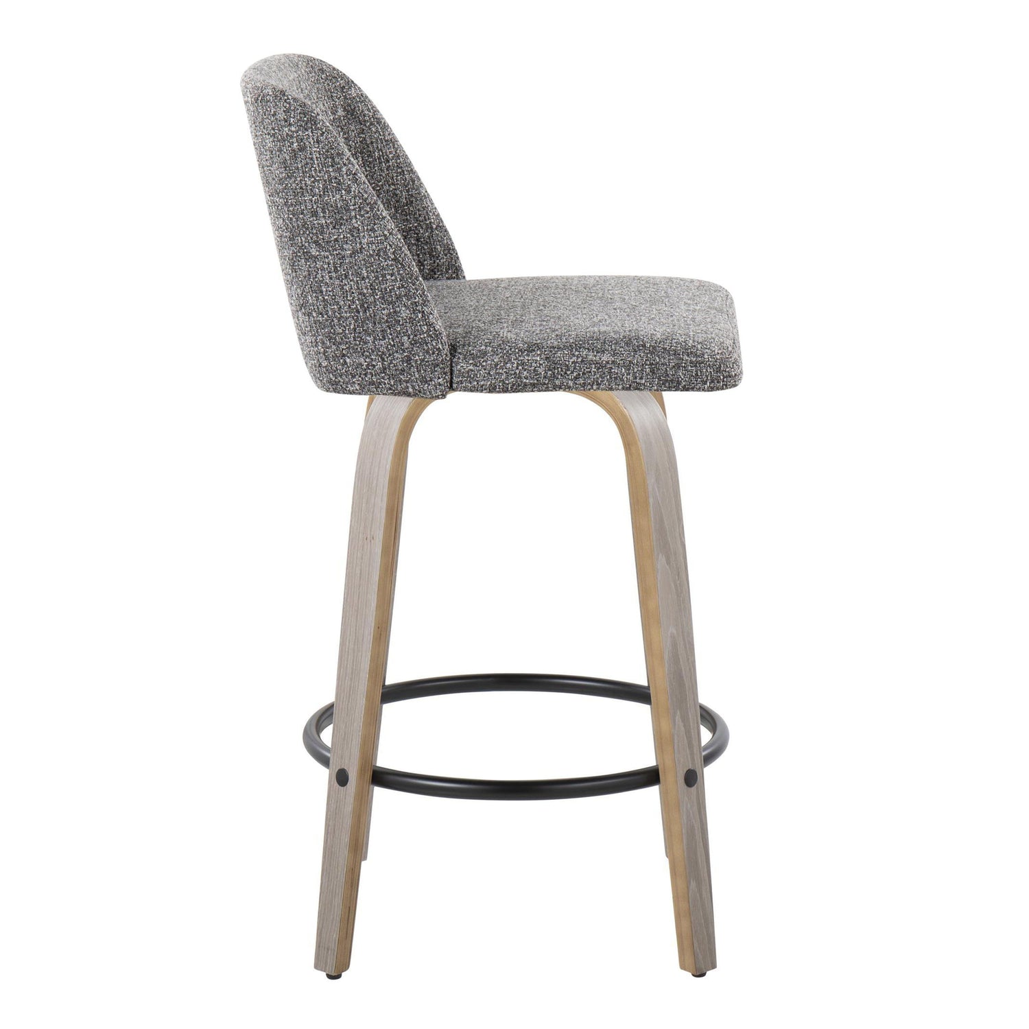 Toriano - Contemporary Fixed Height Counter Stool With Swivel &amp; Round Footrest (Set of 2)