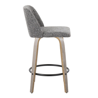 Toriano - Contemporary Fixed Height Counter Stool With Swivel &amp; Round Footrest (Set of 2)