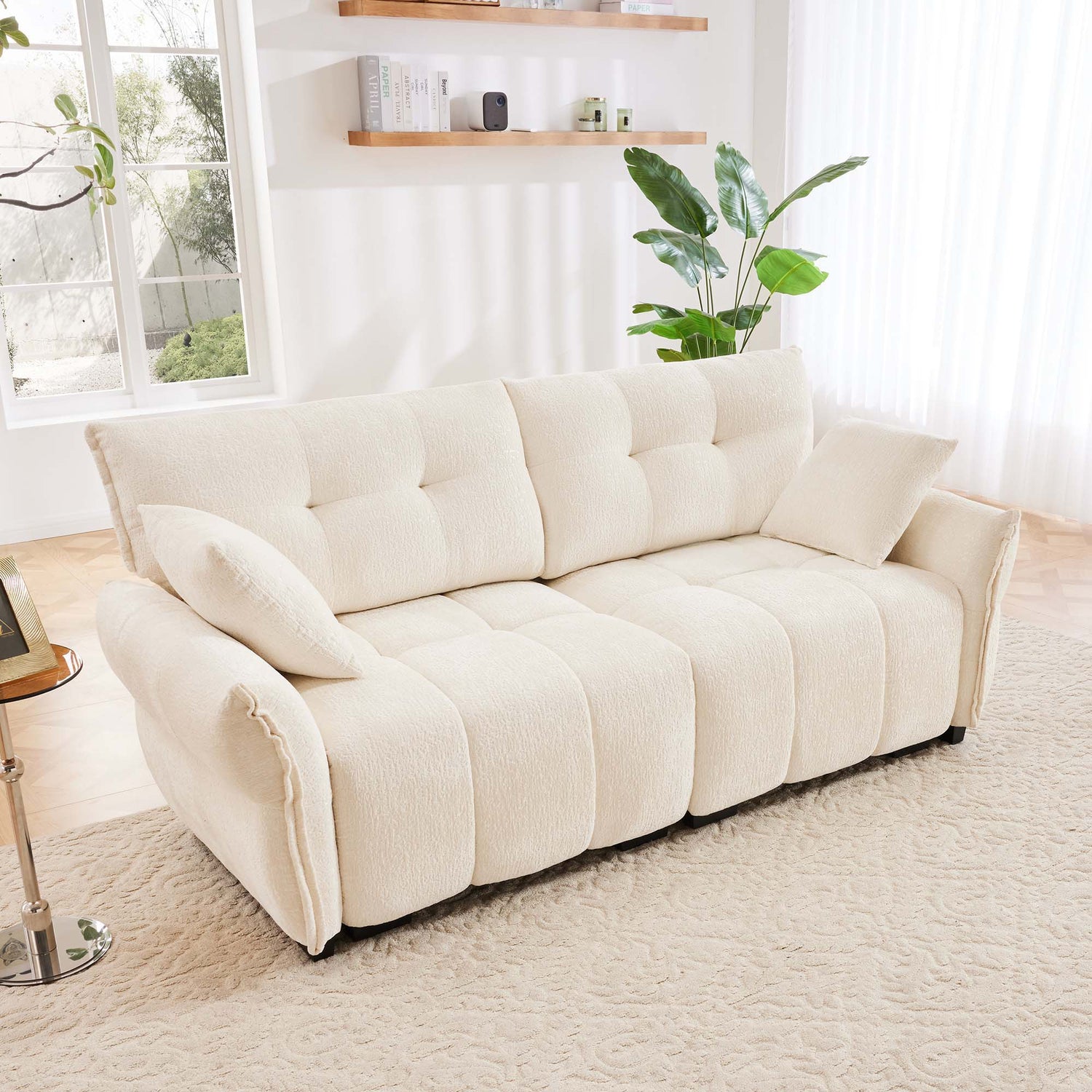 Modern Sofa &amp; Pillows, Textured Cover, High Rebound Cushions